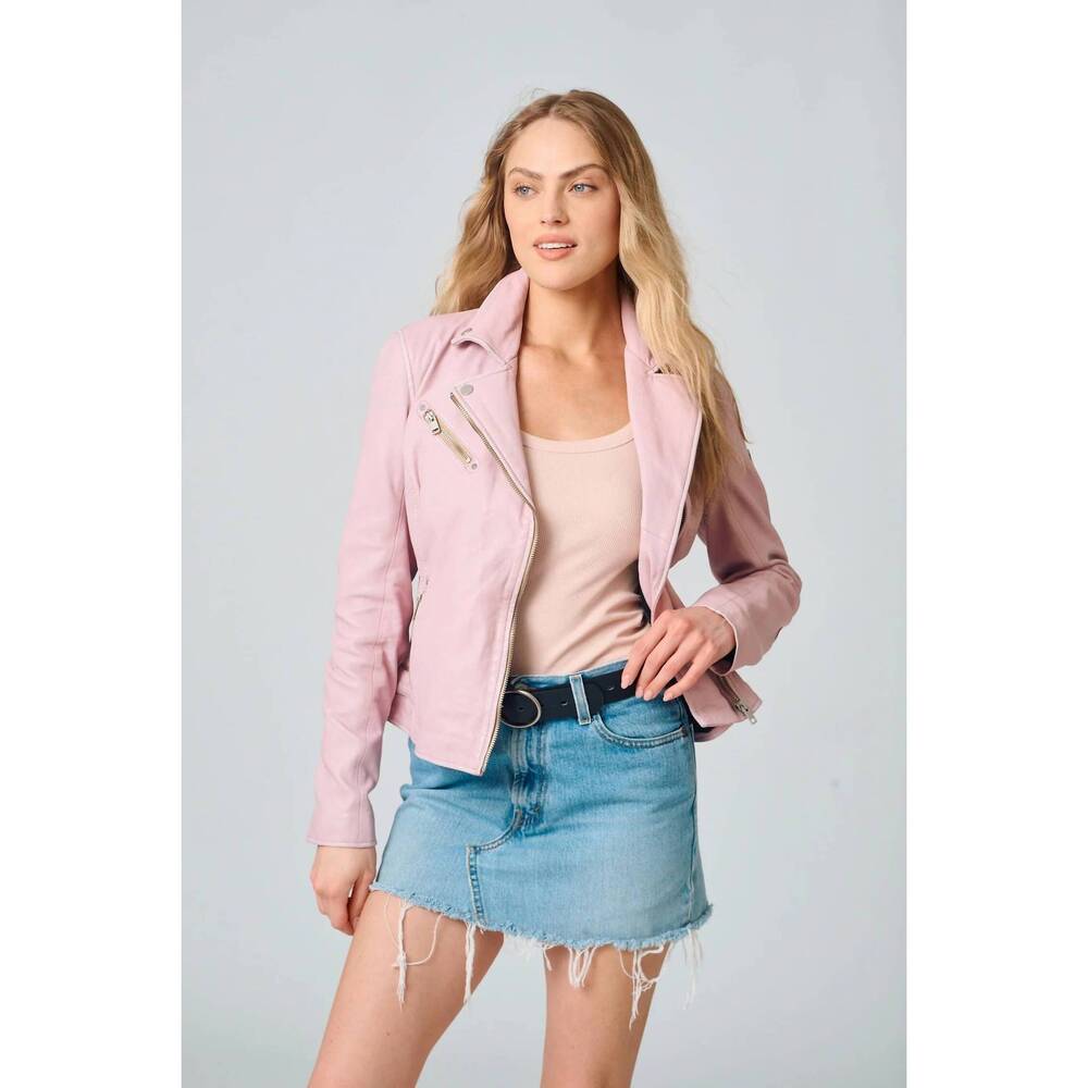 NEW MAURITIUS sofia leather jacket in hibiscus pink